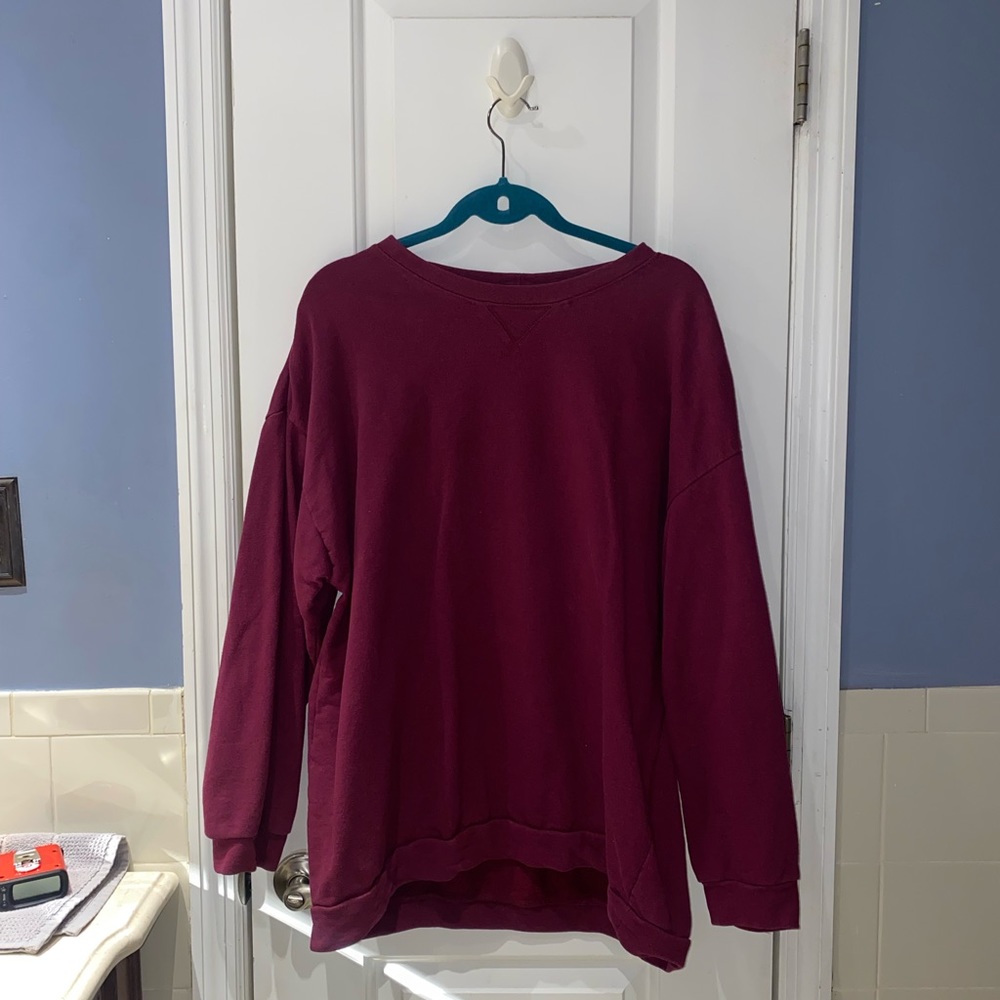 Wild Fable Magenta/Red Crewneck with Black and White Stripe